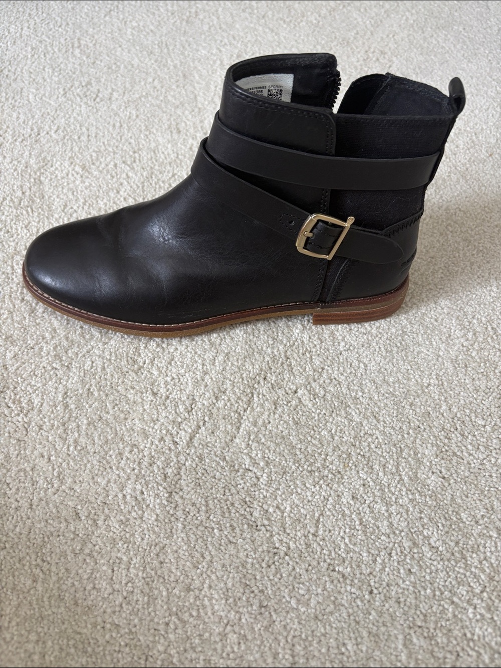 Sperry Black Leather Strap Ankle Boots with side zipper size 7.5 - Picture 4 of 8